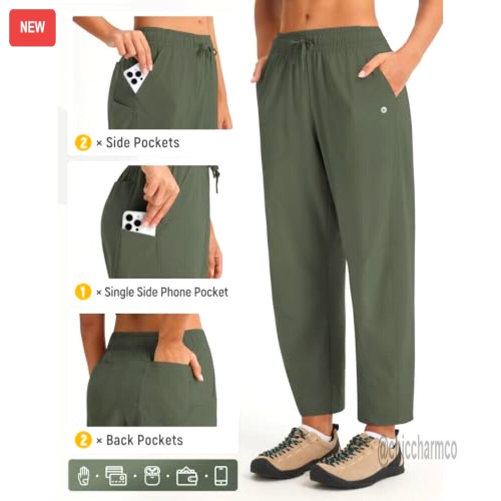 Water Resistant UPF 50+ Hiking Pants Barrel Fit Ankle Cargo 5 Pockets - Picture 5 of 7